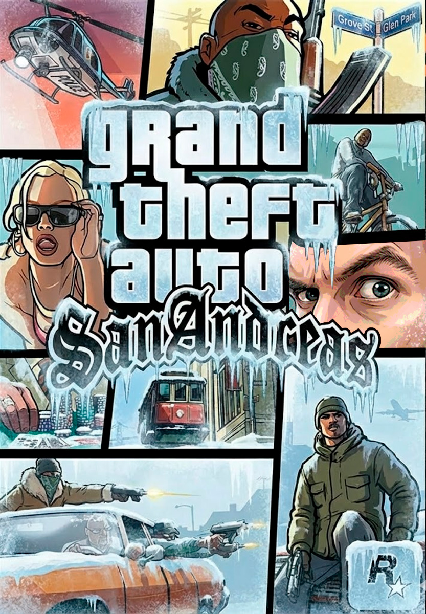 Обложка игры "GTA: San Andreas" с зимним модом
